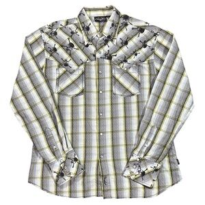 Fender Custom Shop by Da Vinci Shirt Mens XL Pearl Snap Skull Bones Embroidered